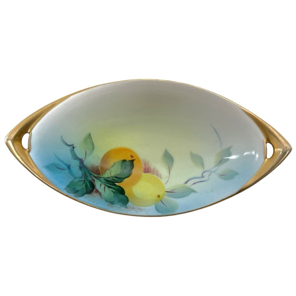 Vintage Nippon Hand-painted 9" Lemon Orange Print Serving Dish Made In Japan